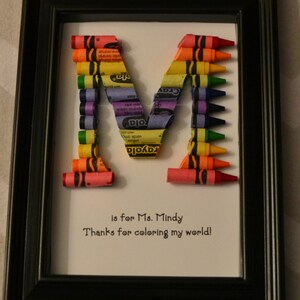 FAST SHIPPING 5 x 7 Framed Teacher Gift Personalized Crayon Letter Double Rainbow image 6