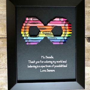 Fast Shipping! Teacher Appreciation Gift - 8 by 10 crayon infinity symbol with black background - Autism Acceptance