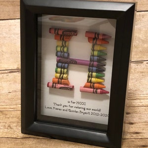 FAST SHIPPING 5 x 7 Framed Teacher Gift Personalized Crayon Letter Double Rainbow image 8