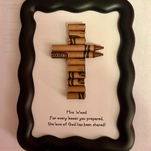 FAST SHIPPING! Framed  5 by 7 - Sunday School Teacher Appreciation Gift - Personalized - Brown Cross