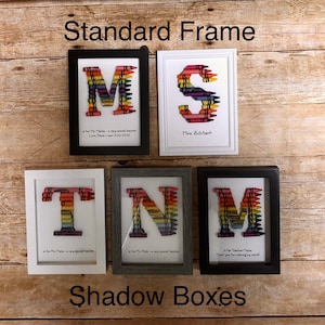 FAST SHIPPING 5 x 7 Framed Teacher Gift Personalized Crayon Letter Double Rainbow image 3