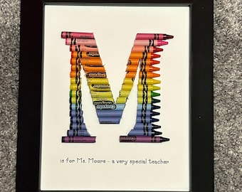 FAST SHIPPING! Crayon Art - Great Framed Teacher Gift! - Personalize!
