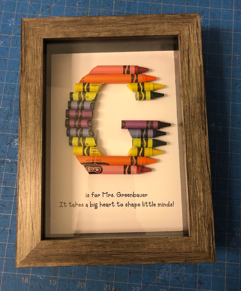 FAST SHIPPING 5 x 7 Framed Teacher Gift Personalized Crayon Letter Double Rainbow image 9