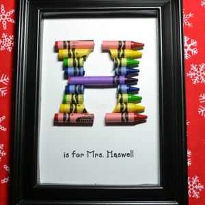 FAST SHIPPING 5 x 7 Framed Teacher Gift Personalized Crayon Letter Double Rainbow image 5