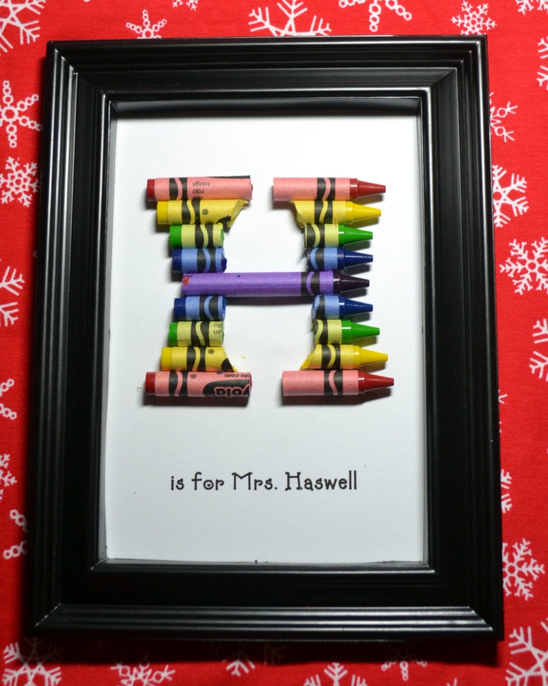 FAST SHIPPING 5 x 7 Framed Teacher Gift Personalized Crayon Letter Double Rainbow image 5