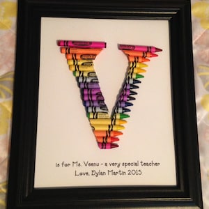 FAST SHIPPING Framed 8 by 10 Double Rainbow Crayon Letter Personalized Teacher Gift image 9