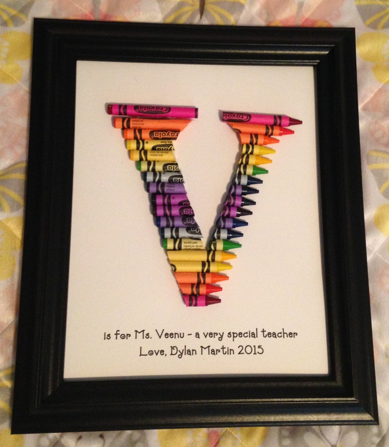 FAST SHIPPING Framed 8 by 10 Double Rainbow Crayon Letter Personalized Teacher Gift image 9