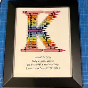 SCHNELLER VERSAND!!! Gerahmte 21 x 25 - Doppelter Regenbogenkreidebuchstabe - Logopäde