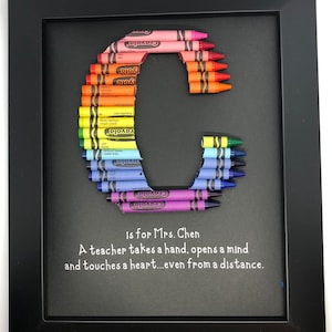 Teacher Gift - Framed 8 by 10 Picture - Crayon Letter - Fast Shipping! - Standard Rainbow