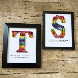 FAST SHIPPING Framed 8 by 10 Double Rainbow Crayon Letter Personalized Teacher Gift image 5