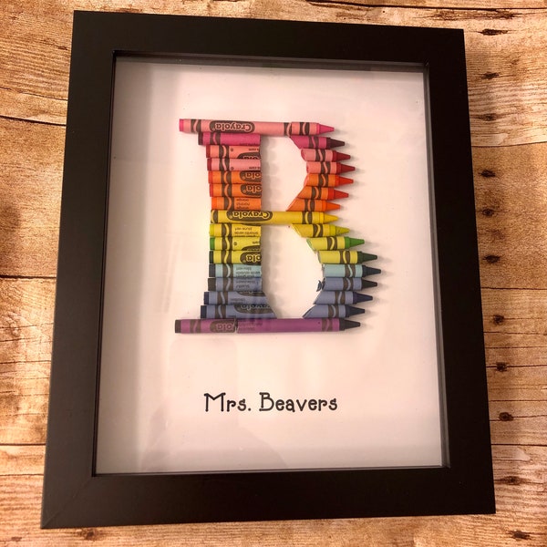 FAST SHIPPING! Crayon Art - Great Framed Teacher Gift! - Personalize!