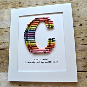 FAST SHIPPING Framed 8 by 10 Double Rainbow Crayon Letter Personalized Teacher Gift image 10