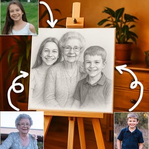 Regalo commemorativo per la mamma Combina foto Schizzo commemorativo Ritratto di famiglia Memoriale del padre defunto Regalo per la mamma per il papà Ritratto personalizzato