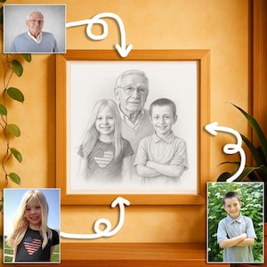 Schizzi commemorativi, dipinti di persone care scomparse, ritratti personalizzati di persone scomparse, combinazione di foto, schizzi commemorativi personalizzati, regali per mamma e papà