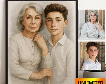 Custom Watercolor Portrait From Photo Memorial Painting of Loved Ones Personalized Drawing Watercolor Memorial Collage Digital Download