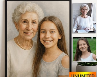 Custom Portrait From Photo Memorial Painting of Loved Ones Personalized Drawing Watercolor Memorial Collage Family Digital Download