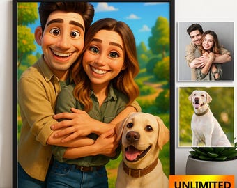 Custom Pixar Style Portrait Custom Portrait Gift Personalized Cartoon Photo Turn Photo into Pixar Style Portrait Animated Style Portraits