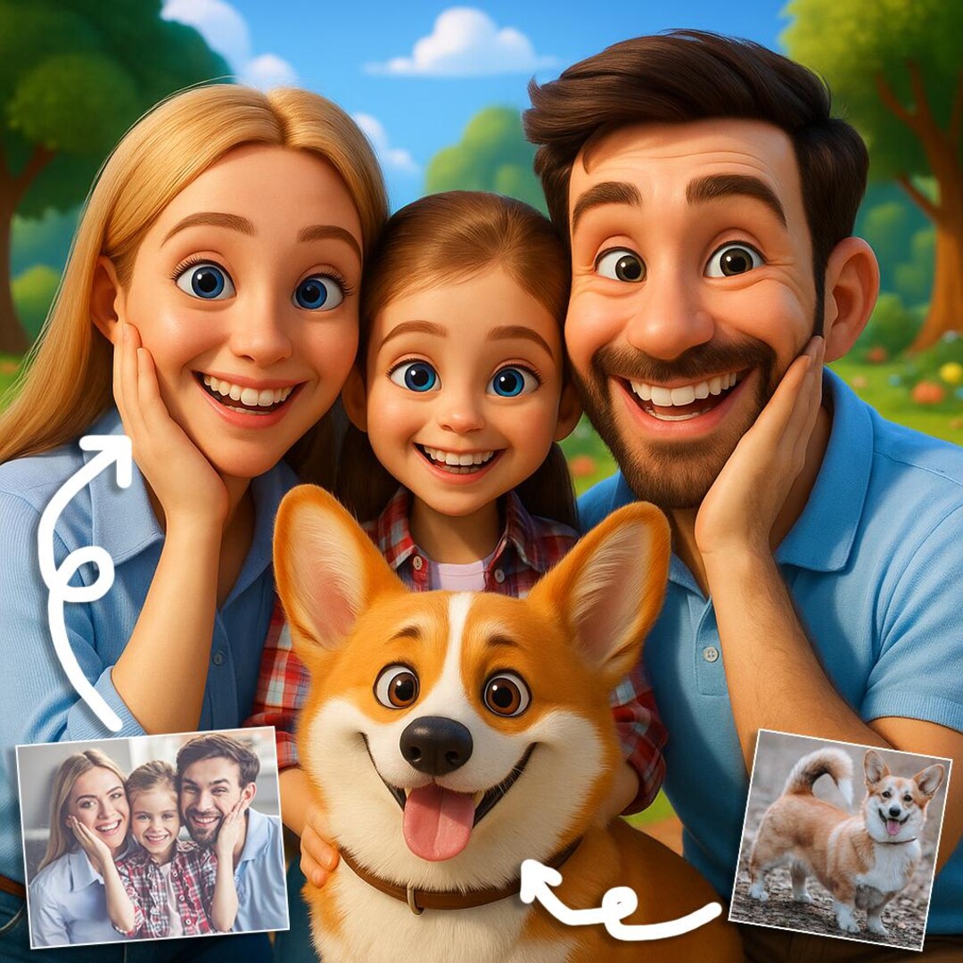 Custom Pixar Style Portrait, Custom Portrait Gift, Couples Pixar Gift ...