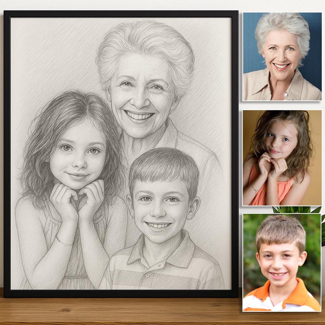 Personalized Portraits Memorial Custom Pencil Portraits Sketch From