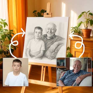 Personalized Portrait - add Loved One to Photo -  Personalized Memorial, Combine Photos - Remembering Passed Away - Ready to frame
