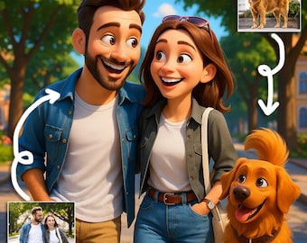 Retrato personalizado estilo Pixar, regalo de retrato personalizado, regalo de Pixar para parejas, regalo para él y para ella, retrato estilo Pixar, retratos de estilo animado