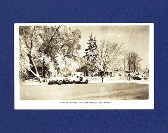 HILTON BEACH Ontario, Canada Winter Scene, RPPC Real Photo Postcard Vintage Unused Postcard