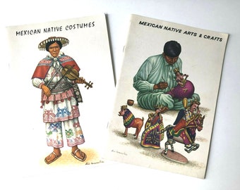 Mexican Native Costumes & Mexican Native Arts and Crafts 2 Books by LUIS COVARRUBIAS 1978 Softcover Books History Culture