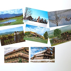 TRAPP FAMILY LODGE Stowe Vermont 8 cartes postales anciennes inutilisées Sound of Music Capitaine et baronne Maria Von Trapp Family