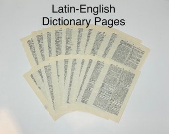 20 LATIN ENGLISH DICTIONARY Pages Junk Journal Collage Craft Supply 1957 Vintage Book Pages