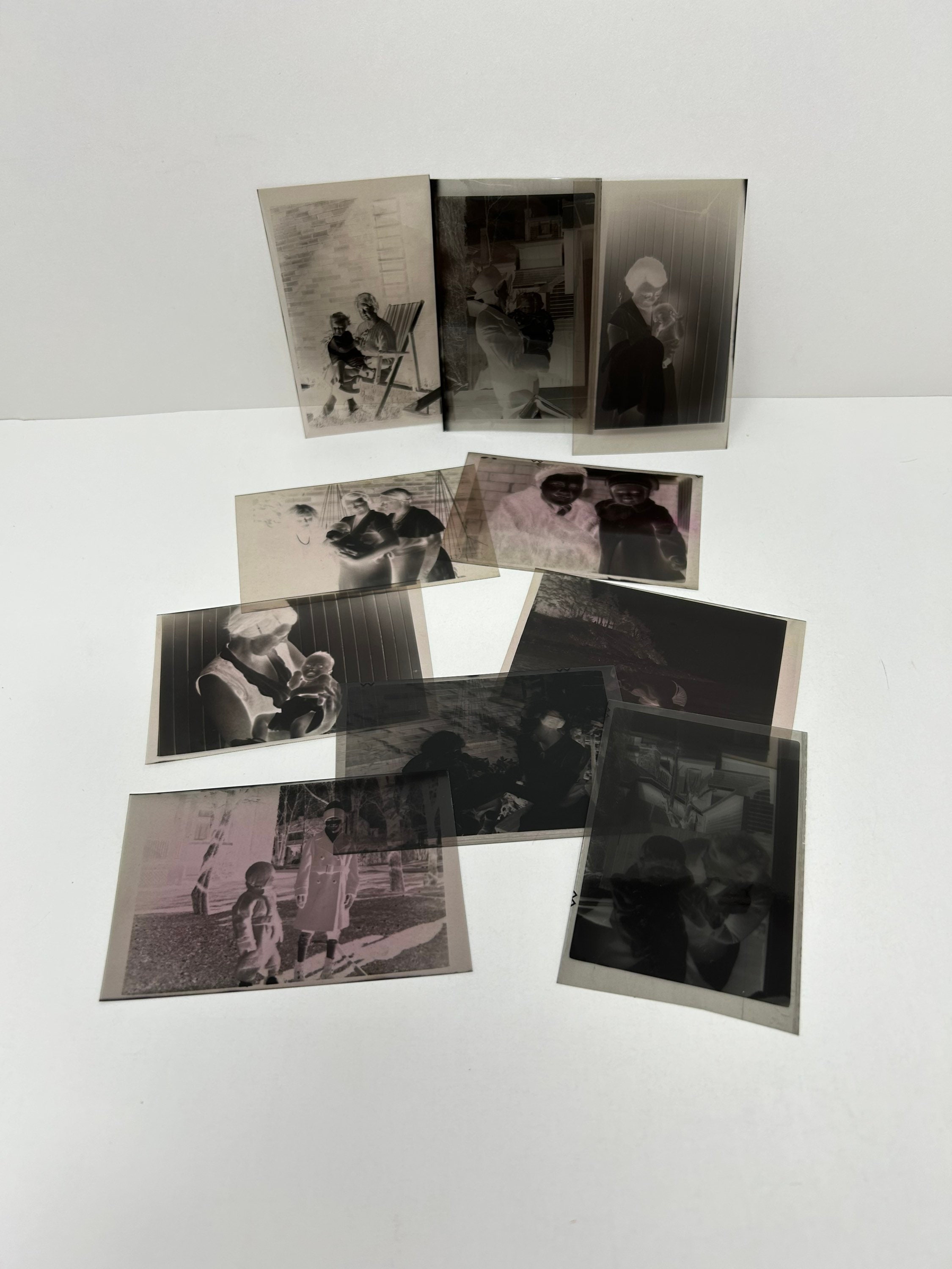 VINTAGE NEGATIVES Lot of 10 Children With Adults