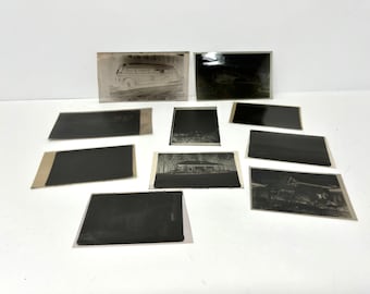 VINTAGE NEGATIVES HOMES, Buildings, Transportation Lot of 10 Old Photograph Negatives late 1930s Perfect for Crafting Black and White Film