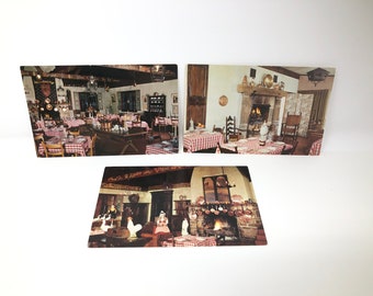 NORMANDY FARM RESTAURANT Lot de 3 cartes postales vintage non utilisées Potomac Maryland French Provincial Restaurant