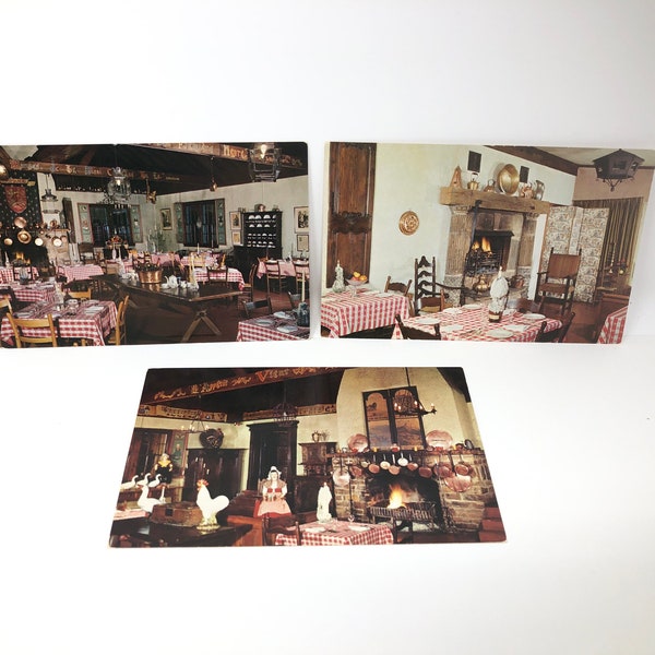 NORMANDY FARM RESTAURANT Lot of 3 Vintage Unused Postcards Potomac Maryland French Provincial Restaurant