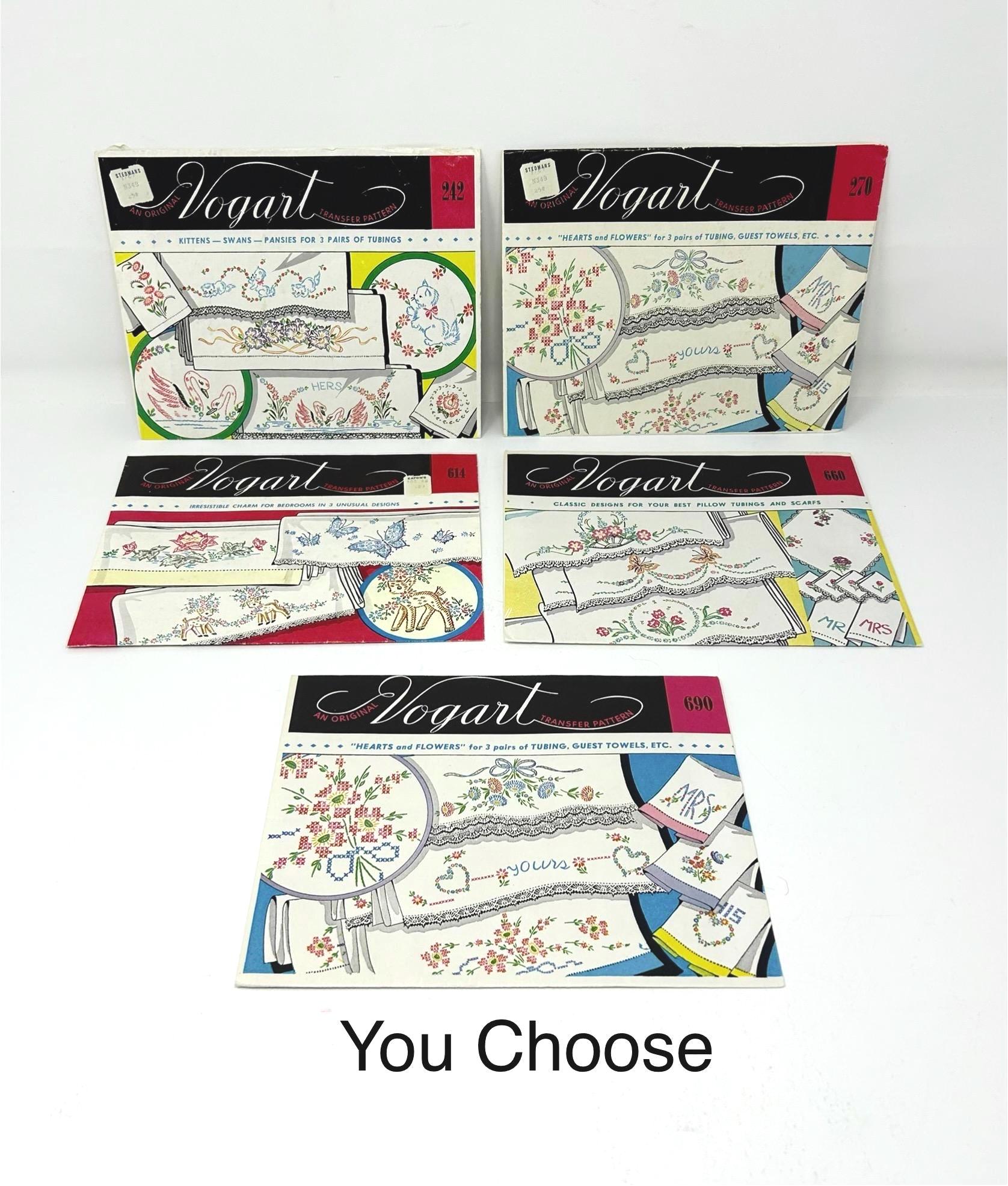 VOGART TRANSFER PATTERN ~You Choose~ Vintage 1950S Iron On Transfer to Embroider 242 614 660 690