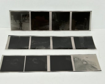 VINTAGE NEGATIVES CHILDREN Babies Lot of 12 Old Photograph Strip Negatives from 1960s  Perfect for Crafting Black and White Film