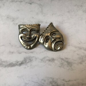 Fine Pewter Theatre Masks Brooch - Handmade By William Sturt, Lead-Free, Great Gift For Actors & Theater Lovers - View #10