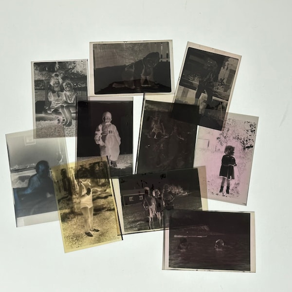 VINTAGE NEGATIVES CHILDREN Lot of 10 Old Photograph Negatives from late 1930s Perfect for Crafting Black and White Film