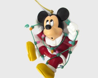 MICKEY CHRISTMAS ORNAMENT Christmas Magic Retired Christmas Tree Ornament Mickey Mouse tangled in Lights New in Original Box Disney #101