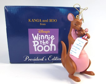 KANGA & ROO President's Edition Disney Ornement Grolier Décoration d'arbre de Noël Winnie l'ourson Lettre au Père Noël Kangourou