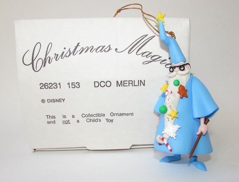 MERLIN CHRISTMAS MAGIC Ornament Disney Movie Sword in the Stone Wizard Brand New in Box Tree Ornament Holiday Decor Retired Collectible image 2