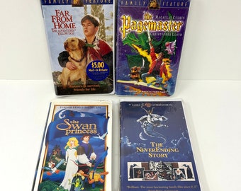 Vintage VHS KIDS FILMS ~ Vous choisissez ~ Pagemaster des années 1980 des années 1990, Swan Princess, histoire sans fin, loin de chez soi