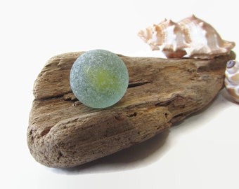 GENUINE SEAGLASS MARBLE Surf Tumbled 15mm Beach Glass Marble Cat's Eye Inside Mermaids Tear Craft Supply Jewelry Making