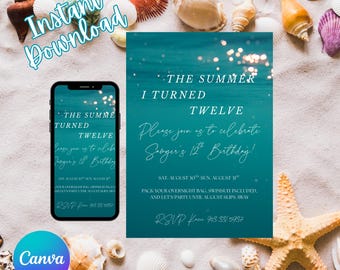 The Summer I Turned Pretty Birthday Invitation: Cousins Beach Party (Digital Download)
