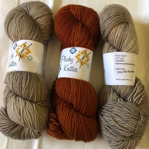 Plucky Knitter Primo Sport, Merino, Cashmere and Nylon, 3 Hanks / Skeins, 2 Colors, One Hit Wonder