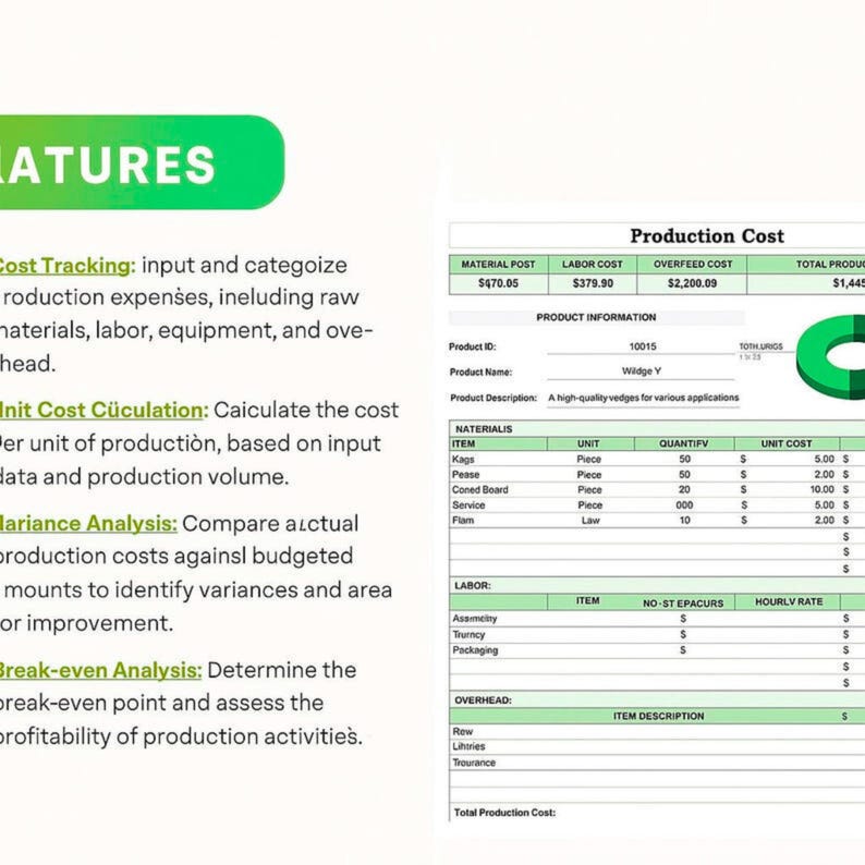 Production Cost Template Excel & Google Sheets | Track Labor, Material ...
