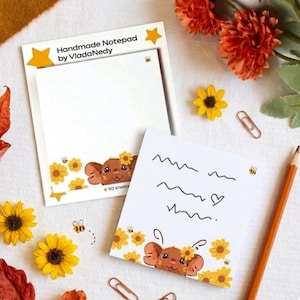 Rat Notepad 9x9 cm – Illustrated Animal Memo Pad