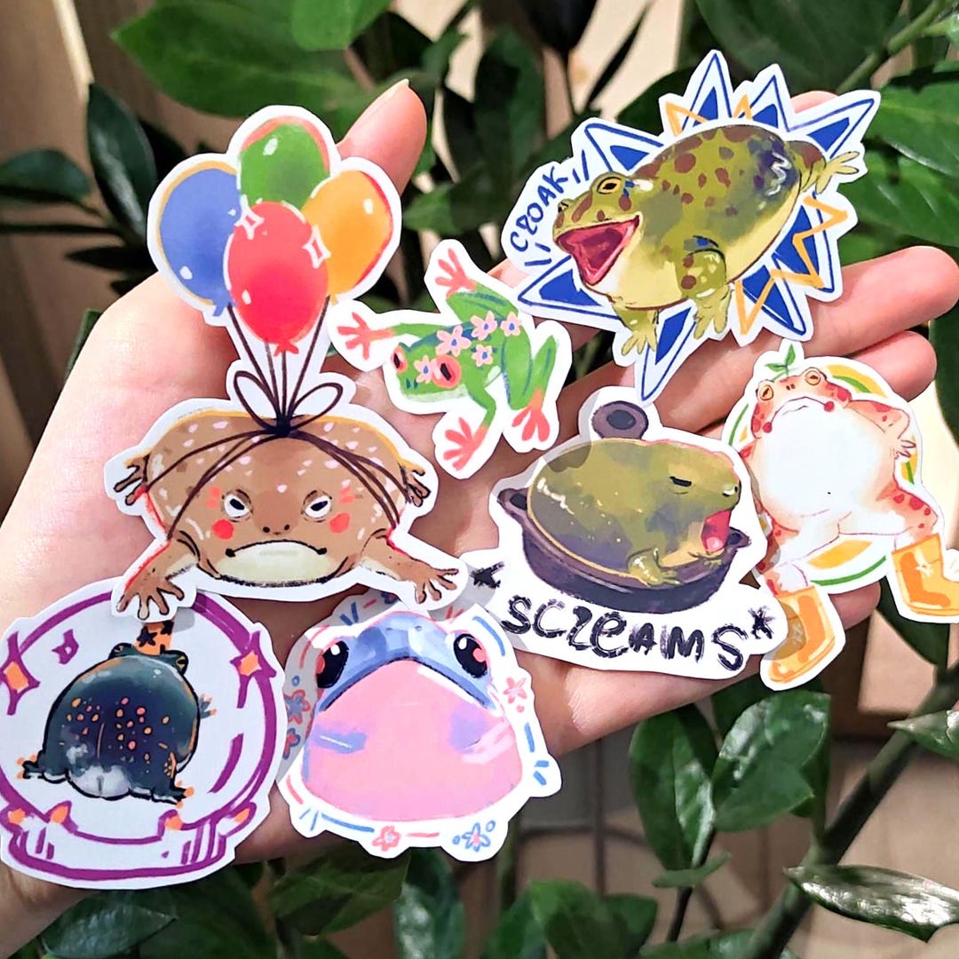 Funny Frog Sticker Pack: 7 Glossy Waterproof Vinyl Decals - Etsy