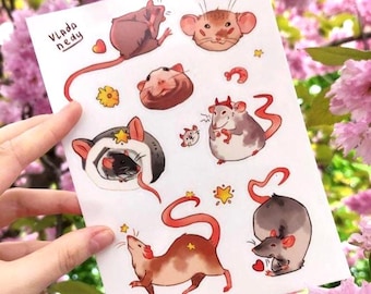 Glossy Rat Sticker Sheet: Waterproof Vinyl Decals for Laptop, Water Bottle