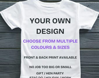 Personalisiertes benutzerdefiniertes T-Shirt • Ihr Text-T-Shirt • Jede Größe, Farbe, Schriftart • Passende T-Shirts, Junggesellenabschied, Arbeit, Merch • Jedes Design