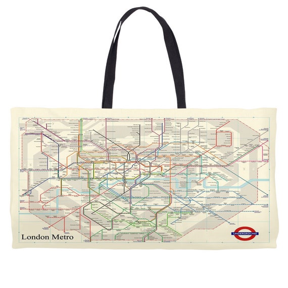 Tote Bag - Weekender Tote - Map - London - Tube - Underground